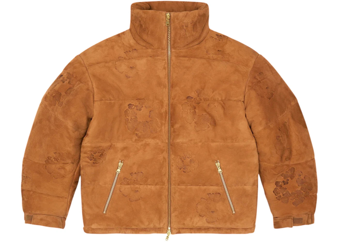 Denim Tears Embossed Leather Wreath Puffer Jacket Brown