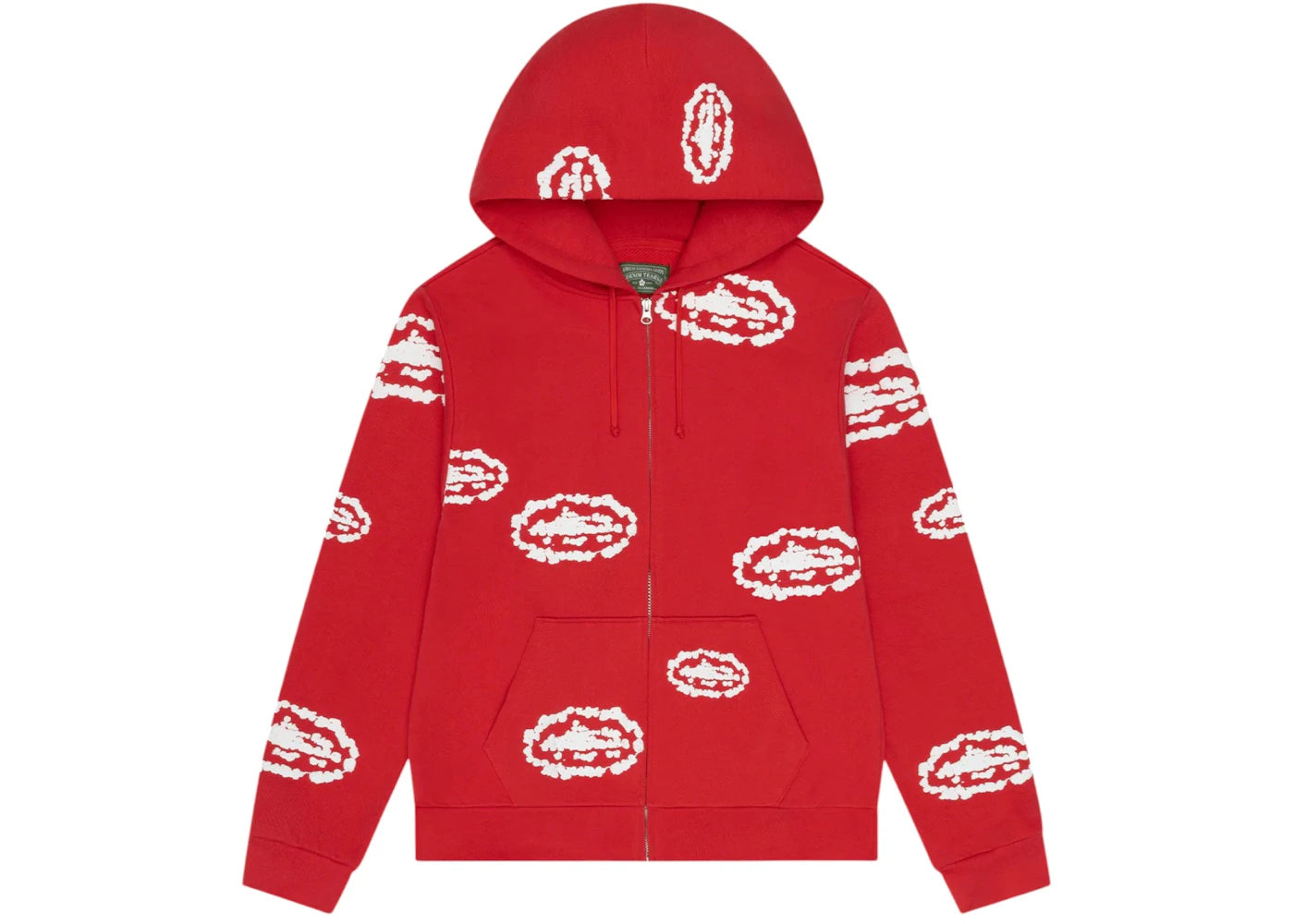 Denim Tears x Corteiz Island Wreath Zip Hoodie Red
