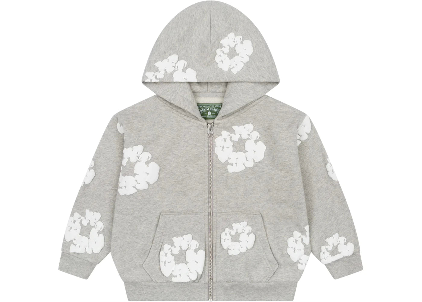 Denim Tears Kids Cotton Wreath Zip Hoodie Grey