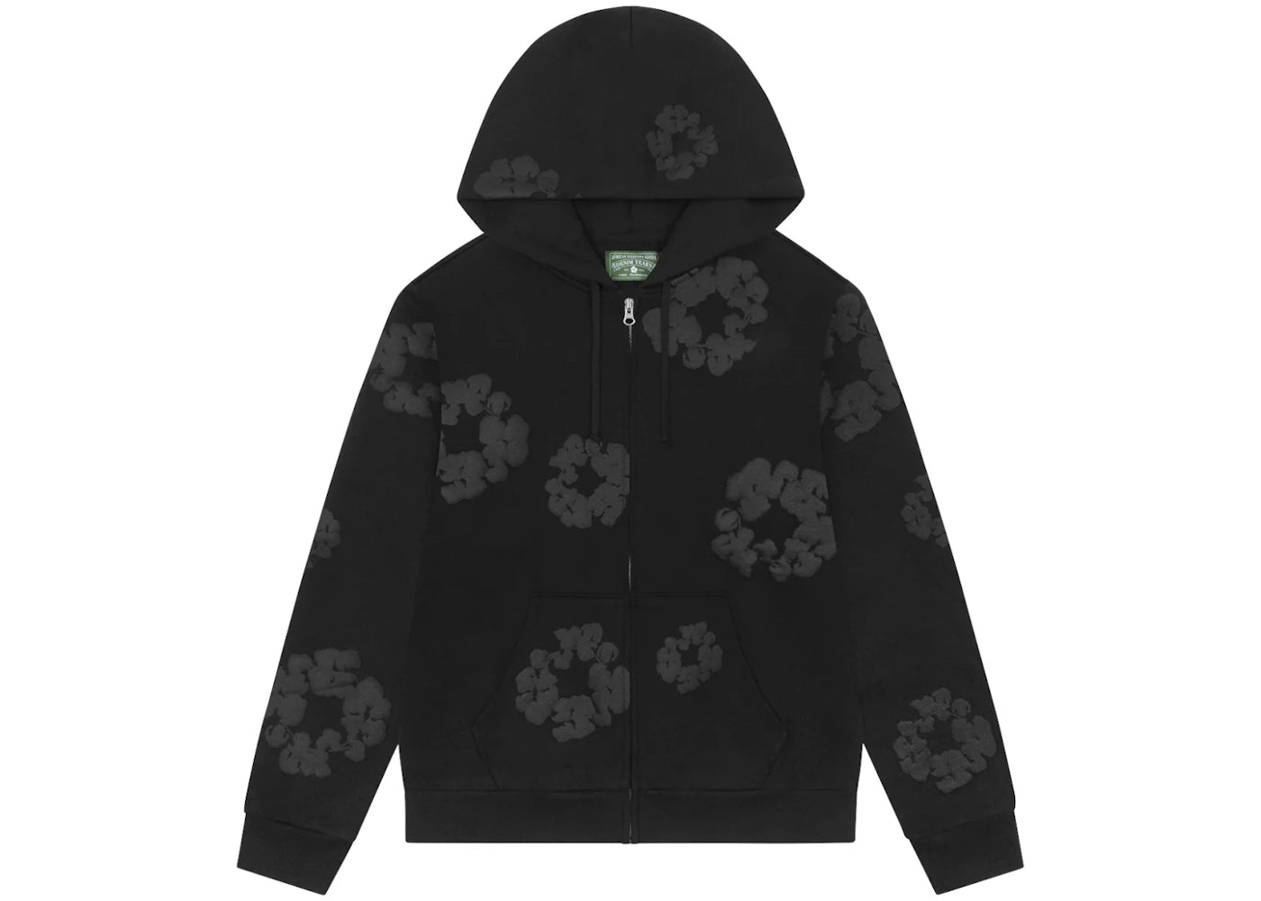 Denim Tears Mono Cotton Wreath Zip Hoodie Black