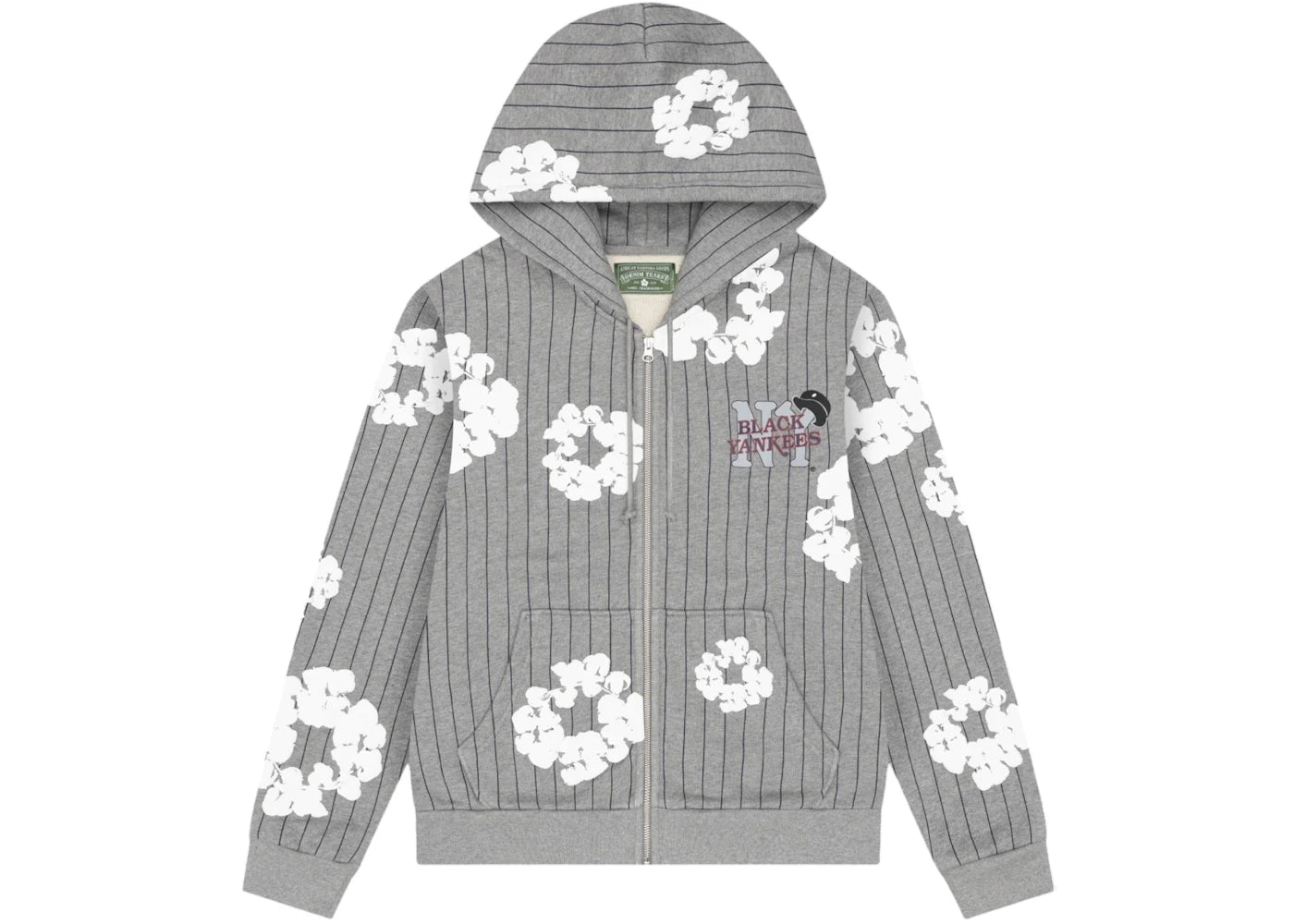 Denim Tears Pinstripe Wreath Zip Hoodie Grey