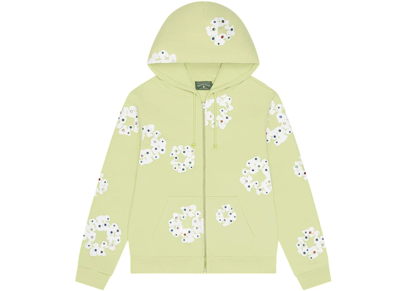 Denim Tears Rhinestone Cotton Wreath Zip Hoodie Mint