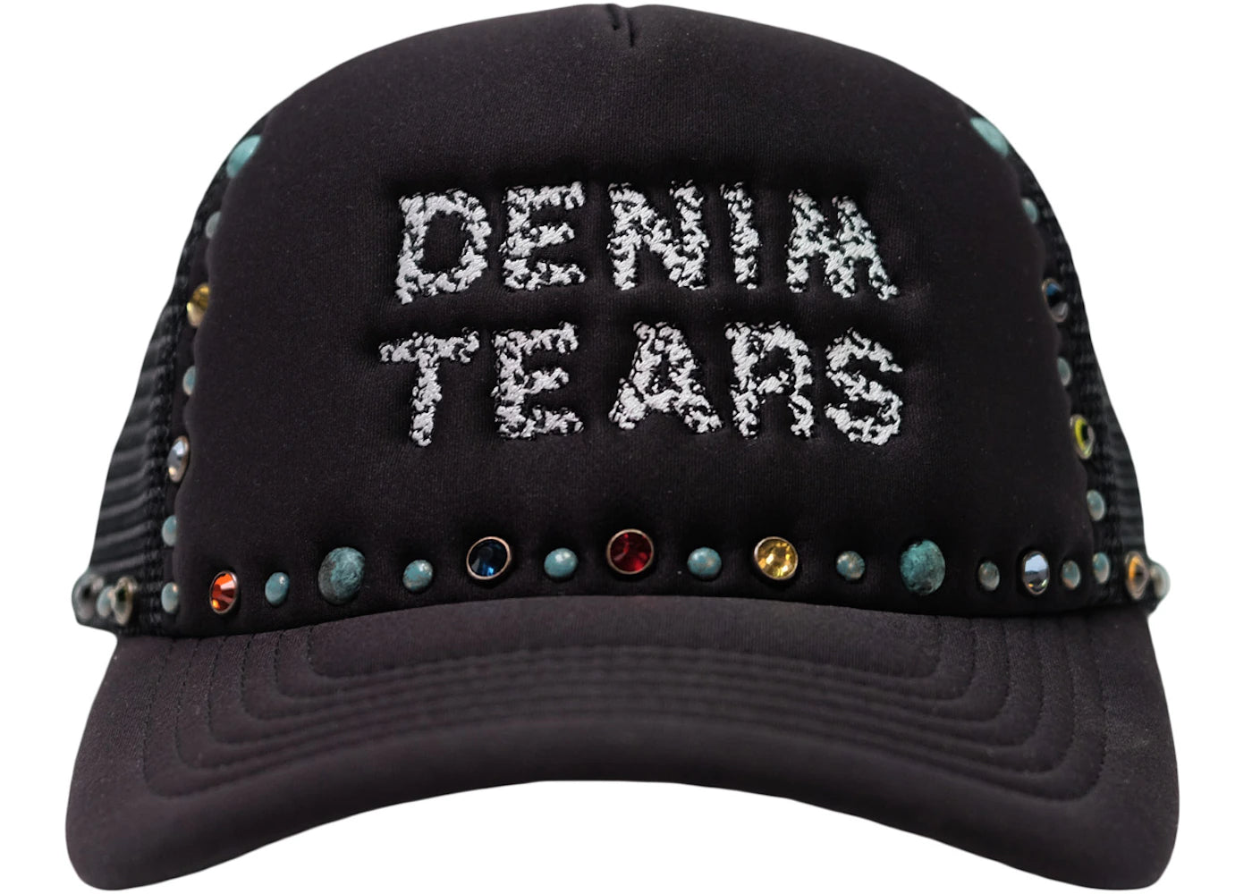 Denim Tears Rhinestone Wreath Trucker Hat Black