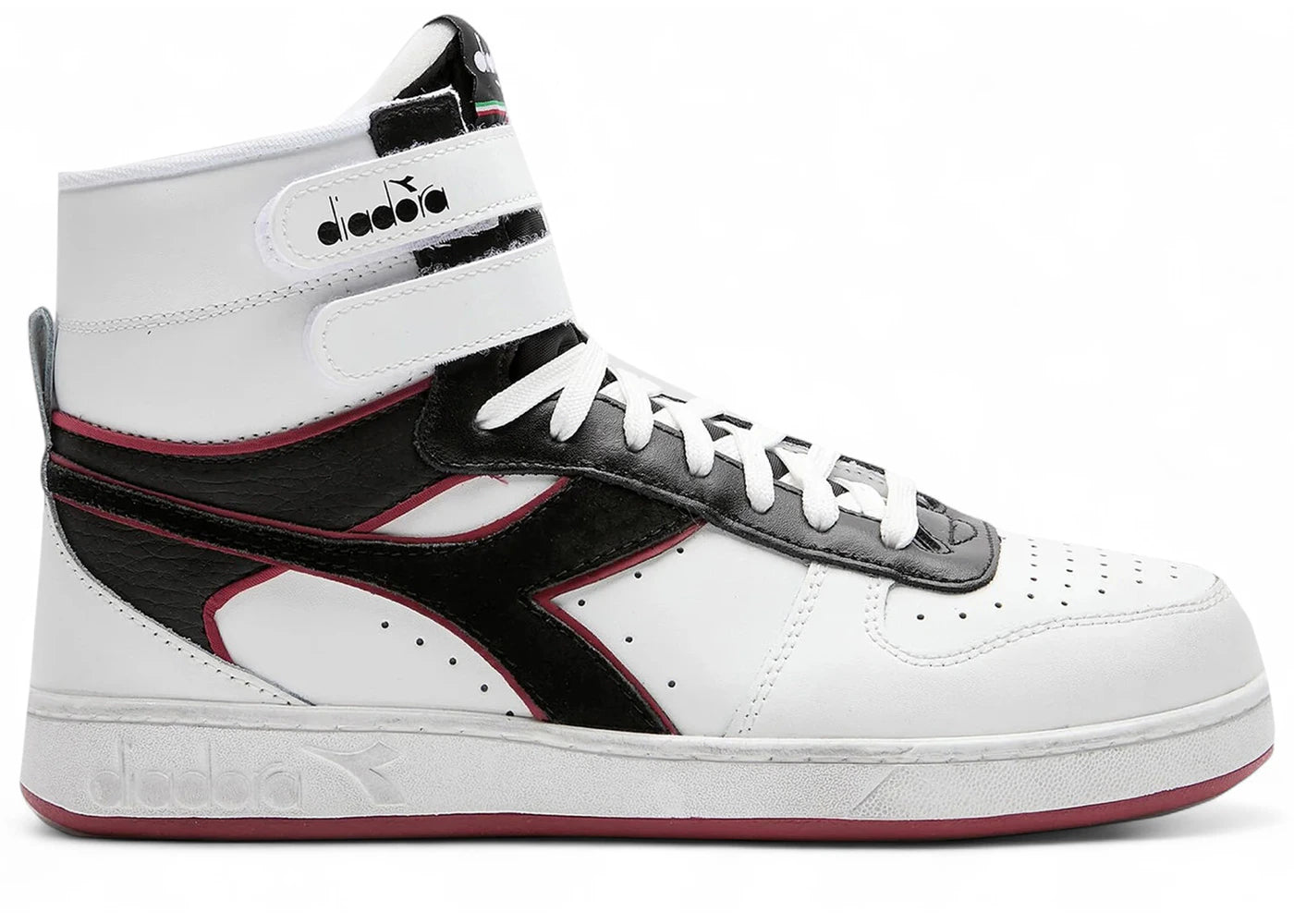 Diadora Magic Basket Mid Icona Leather White Red Granata