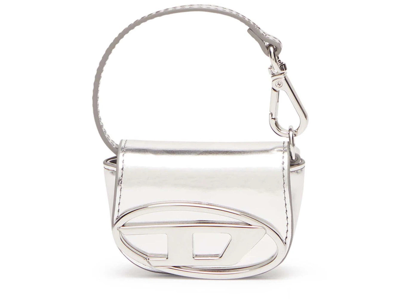 Diesel 1DR XXS Bovine Leather Charm Bag Silver
