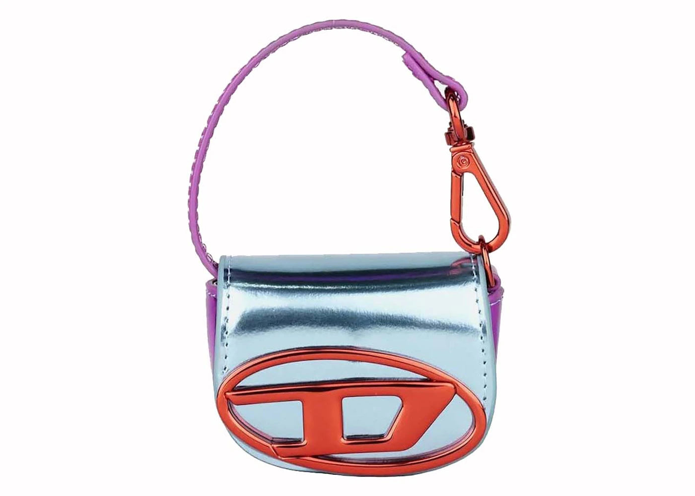 Diesel 1DR XXS Iconic Bag Charm in Mirror Leather Azure