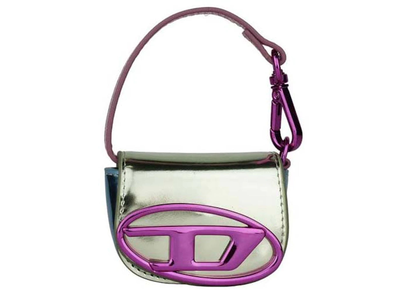 Diesel 1DR XXS Iconic Bag Charm in Mirror Leather Green
