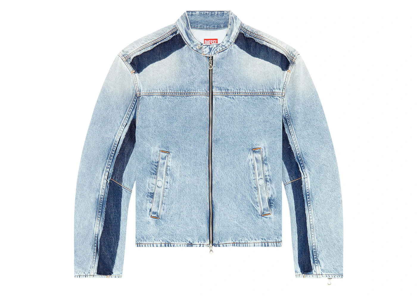 Diesel D-Marge-S1 Two-Tone Denim Zipped Jacket Light Blue