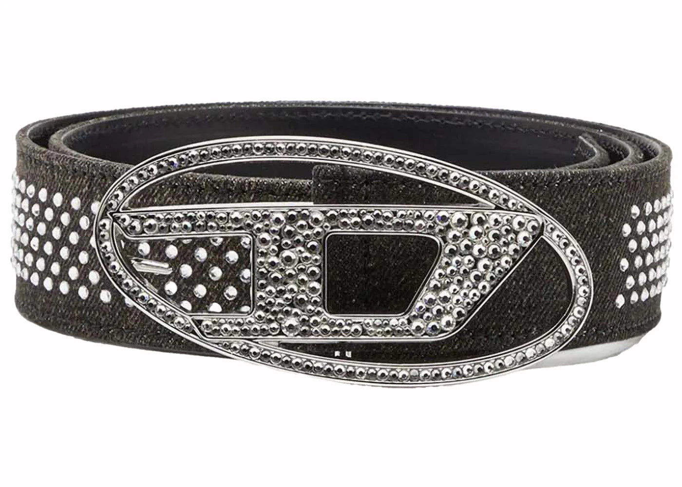 Diesel Denim Crystal D Buckle Belt Black