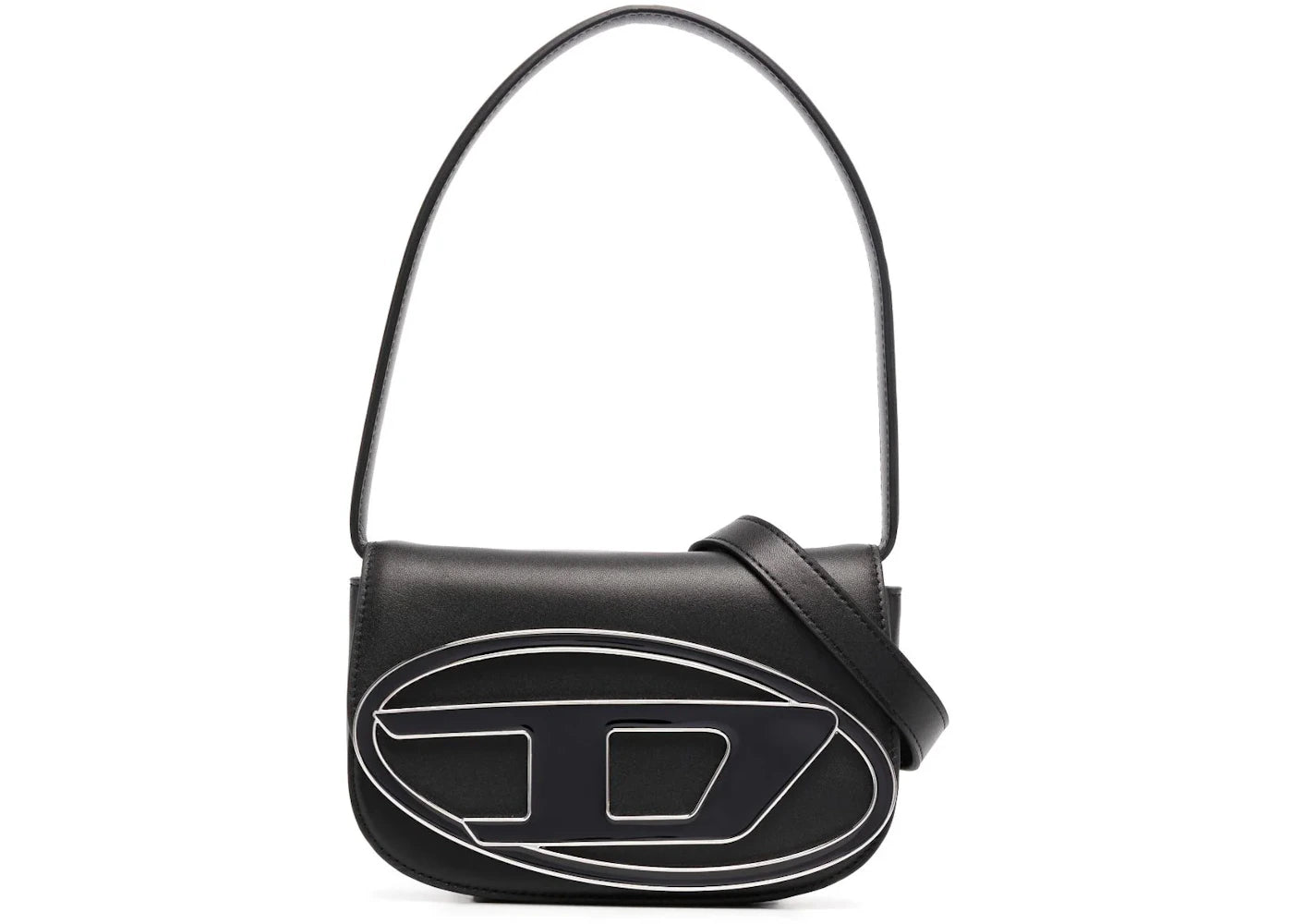 Diesel Nappa Leather 1DR Iconic Shoulder Bag Black