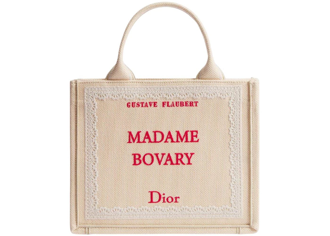 Dior Small Madame Bovary Book Tote with Strap Beige/Red