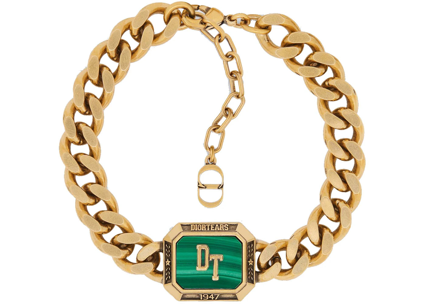 Dior TEARS Chain Link Bracelet Gold/Malachite