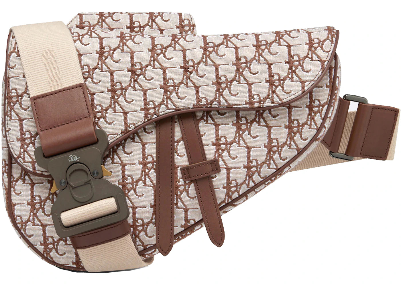 Dior x CACTUS JACK Oblique Jacquard Saddle Bag Coffee Brown