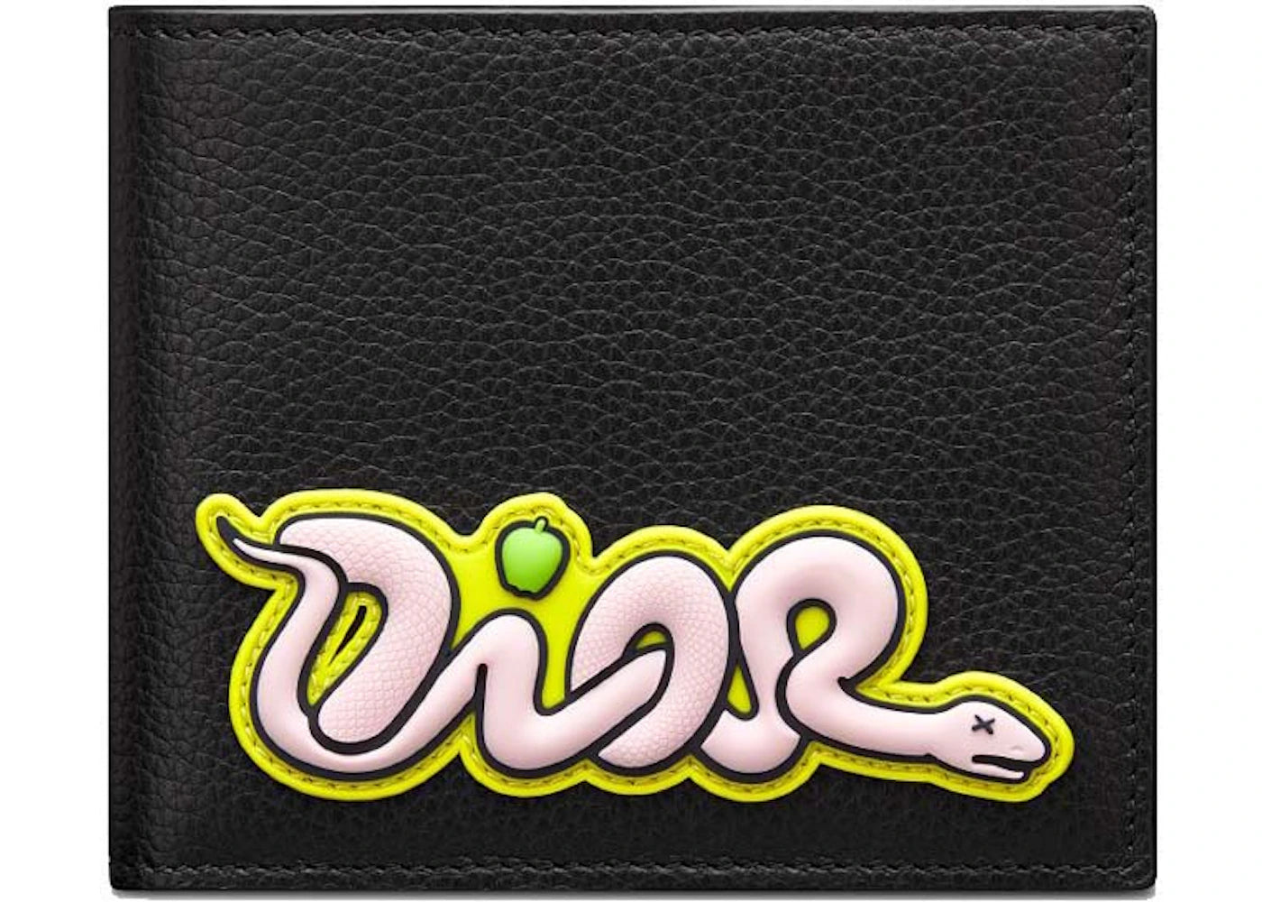 Dior x KAWS Bifold Wallet Black Grained Calfskin