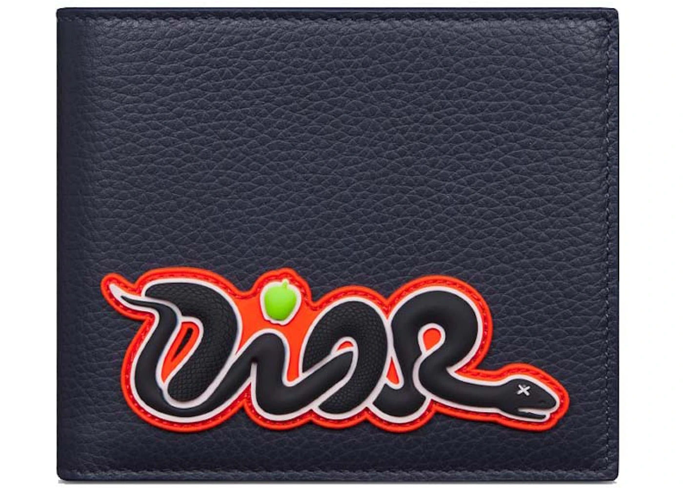 Dior x KAWS Bifold Wallet Navy Blue Grained Calfskin