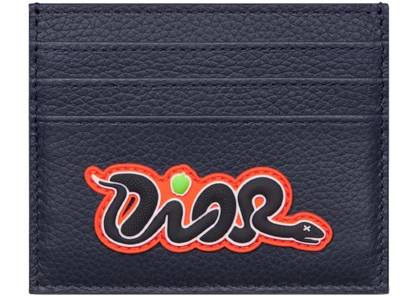 Dior x KAWS Card Holder Navy Blue Grained Calfskin