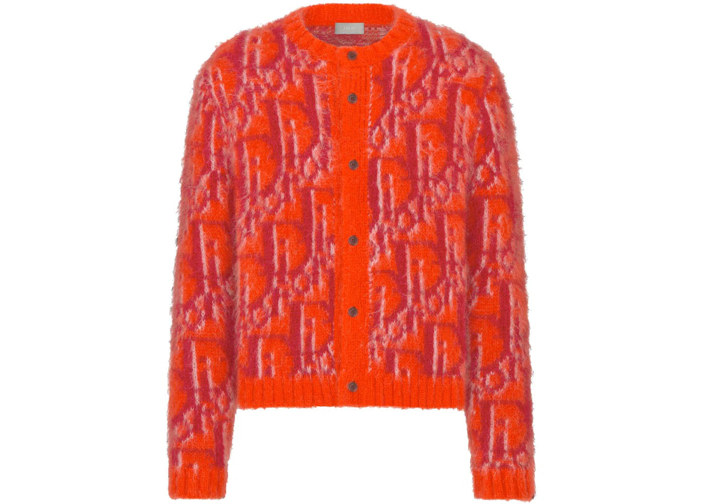 Dior x KAWS Dior Oblique Cardigan Orange and Red Mohair and Wool Blend Knit