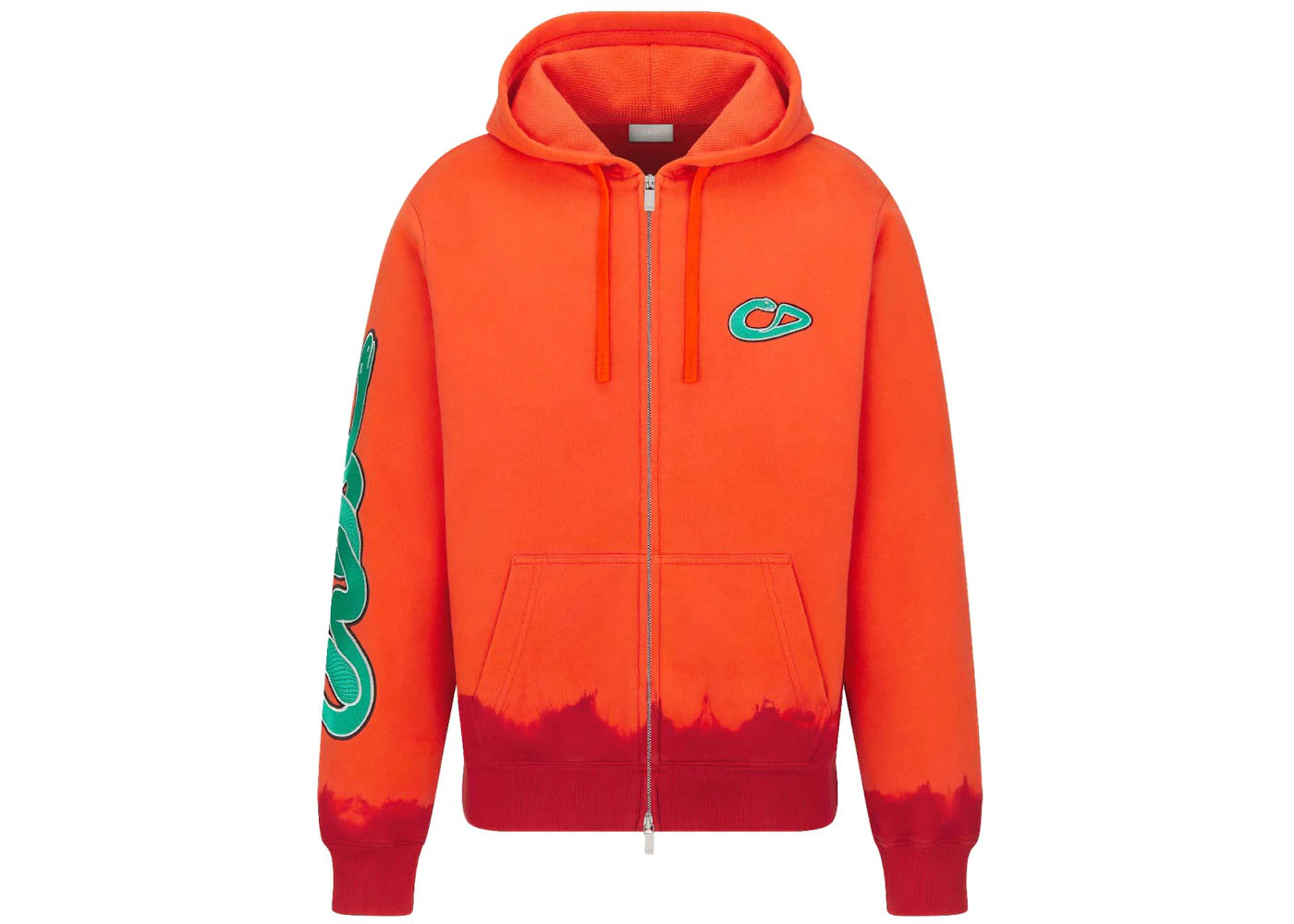 Dior x KAWS Hooded Sweatshirt Orange and Red Cotton Fleece