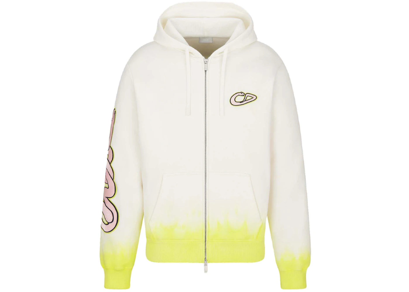 Dior x KAWS Hooded Sweatshirt White and Yellow Cotton Fleece