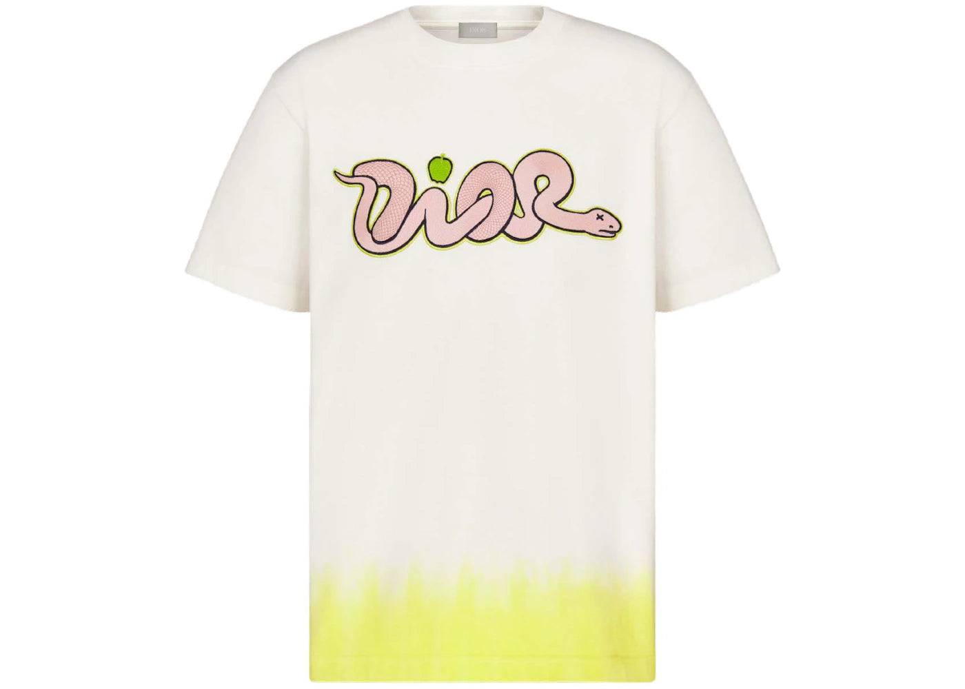 Dior x KAWS Relaxed Fit T-shirt White and Yellow Cotton Jersey