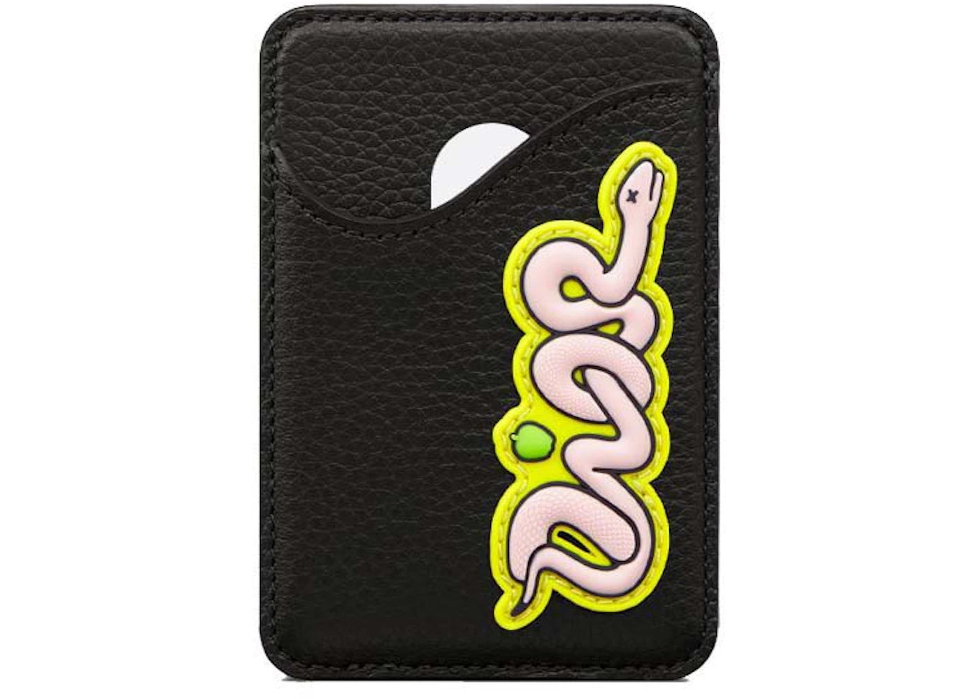 Dior x KAWS Saddle Magnetic Card Holder Black Grained Calfskin
