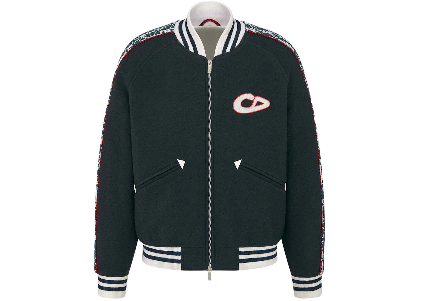 Dior x KAWS Varsity Jacket Blue Virgin Wool Jersey