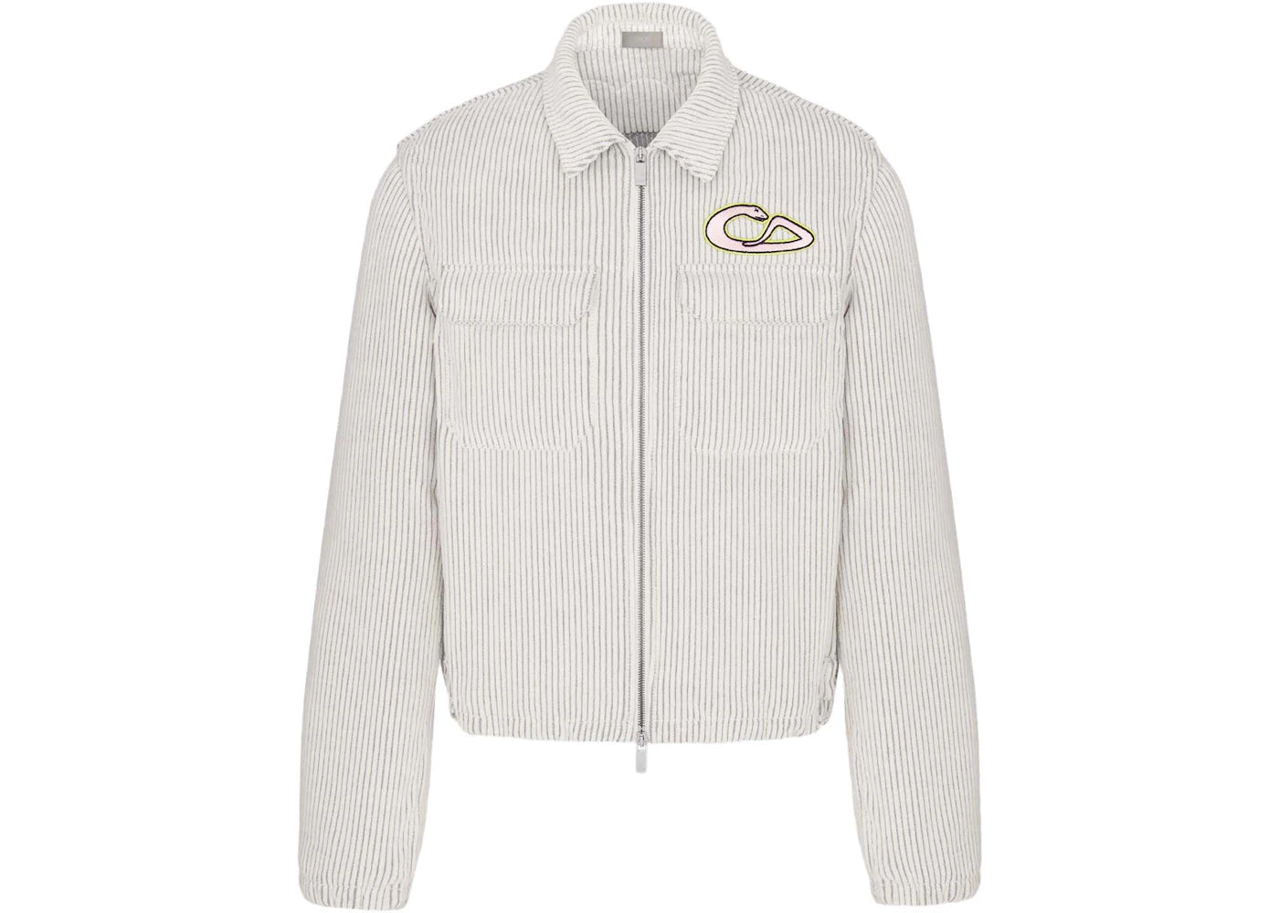 Dior x KAWS Zipped Blouson Jacket White Cotton-Blend Corduroy