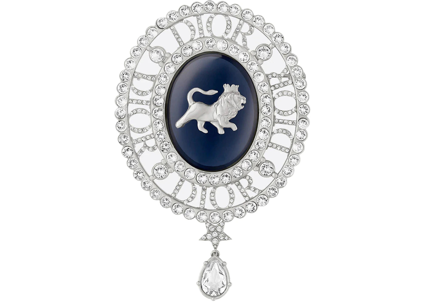 Dior x Peter Doig Brooch Blue Glass Pearl Silver/Blue