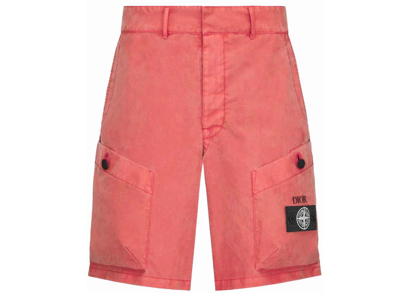 Dior x Stone Island Cotton-Blend Satin Bermuda Shorts Red