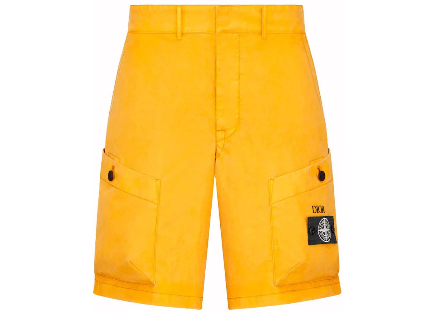 Dior x Stone Island Cotton-Blend Satin Bermuda Shorts Yellow