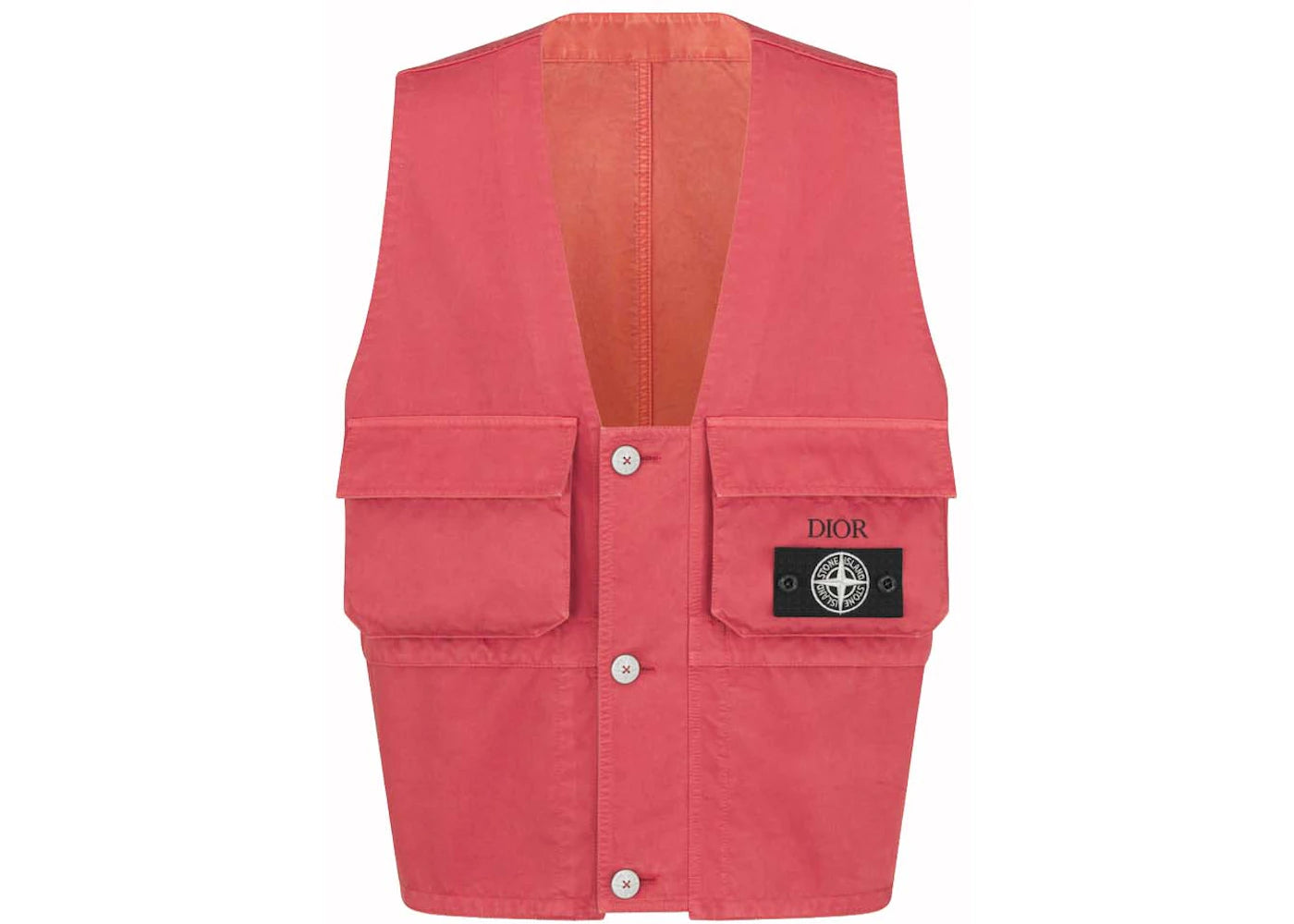Dior x Stone Island Cotton-Blend Satin Vest Red