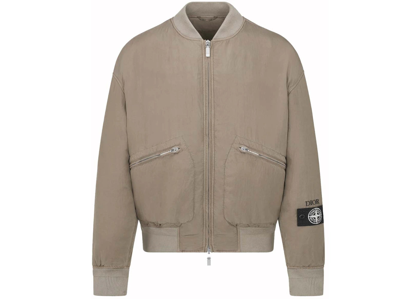 Dior x Stone Island Habotai Silk Blend Bomber Jacket Brown