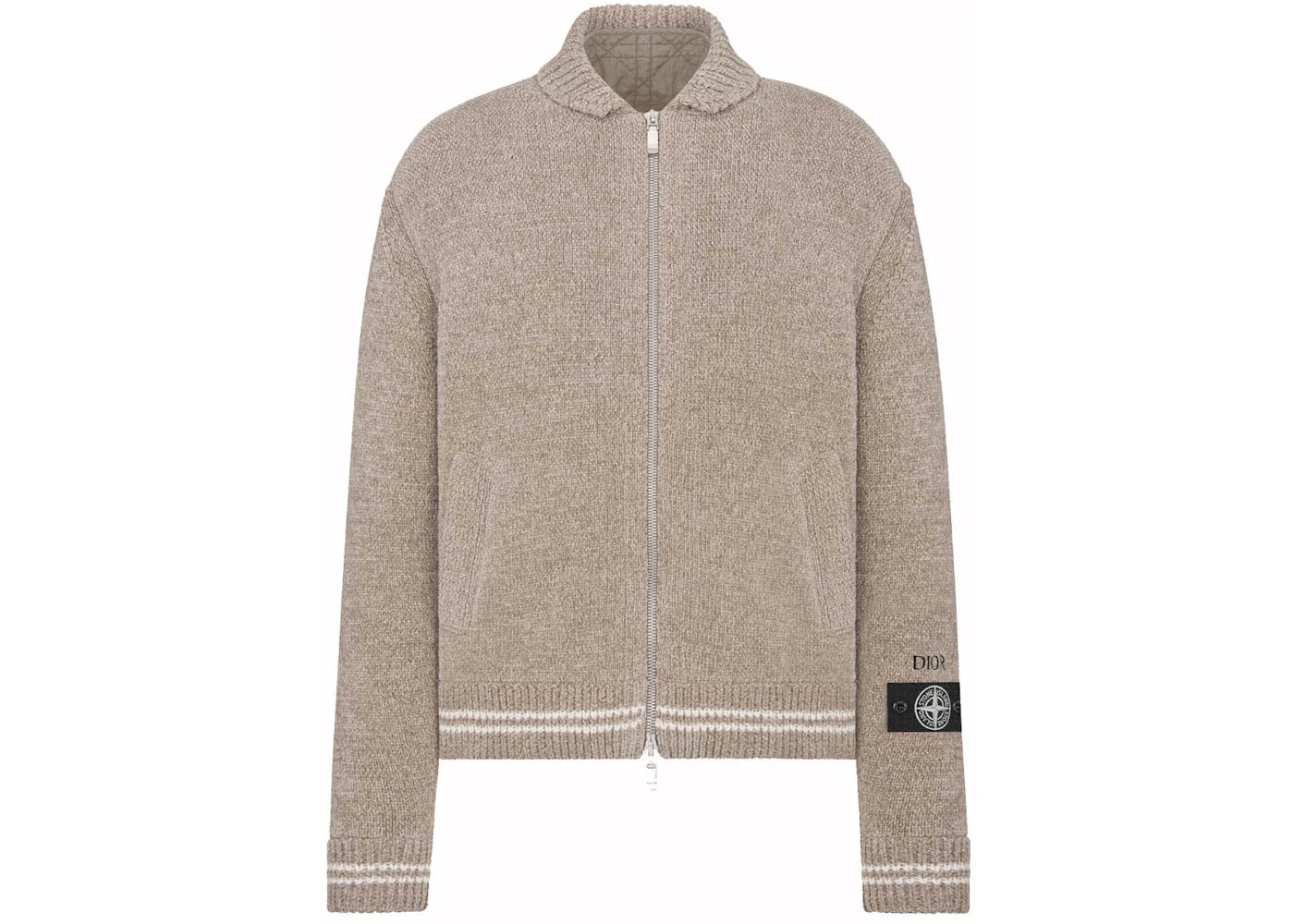 Dior x Stone Island Wool-Blend Knit Jacket Gray