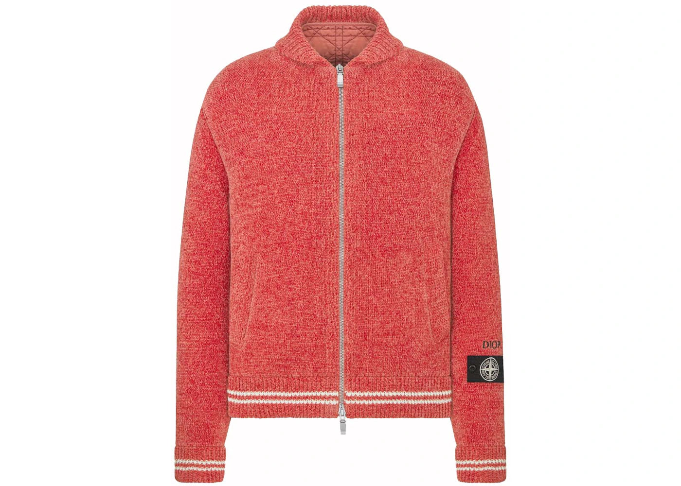 Dior x Stone Island Wool-Blend Knit Jacket Red