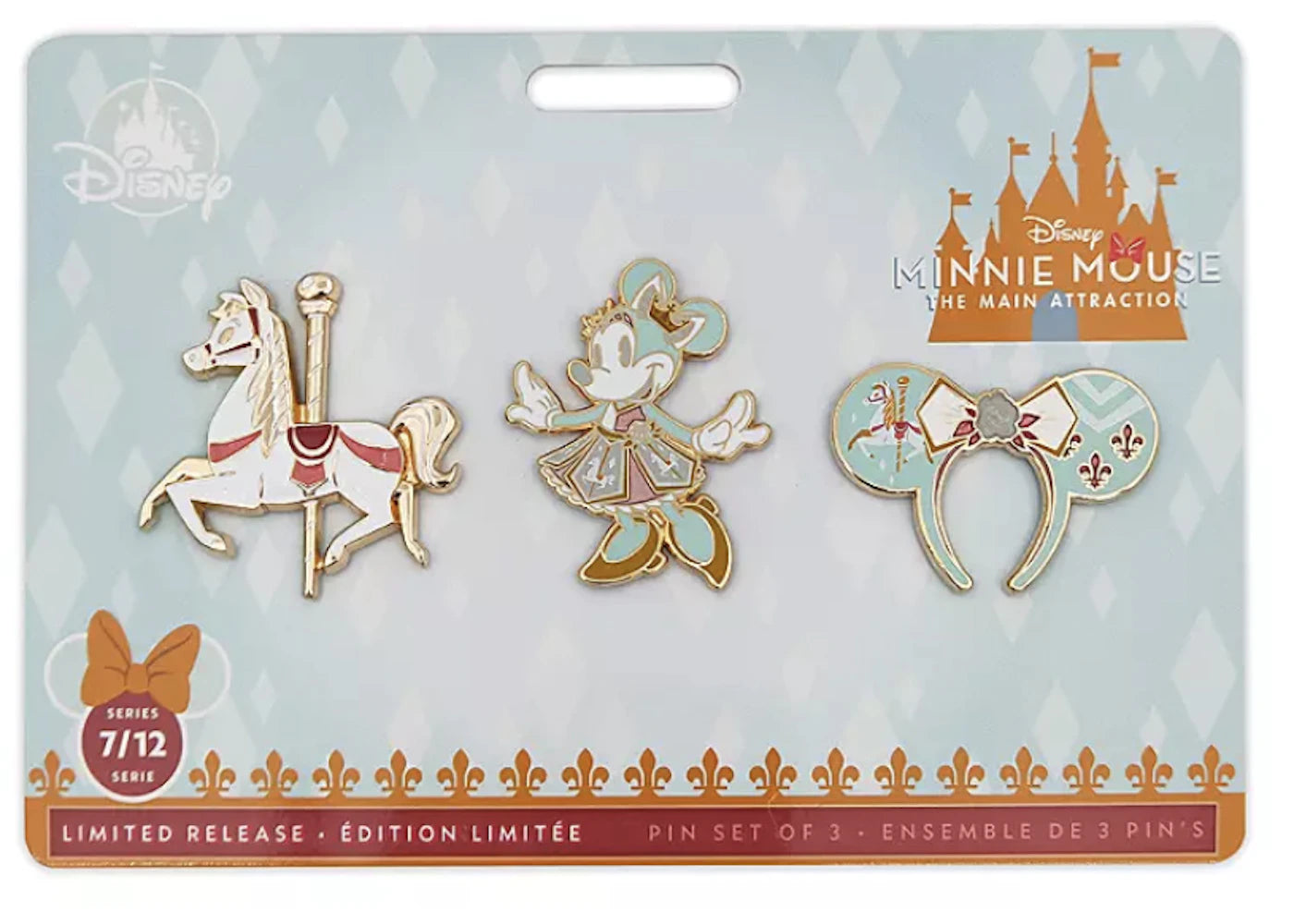 Disney Minnie Mouse Main Attraction July King Arthur Carrousel Pin Set