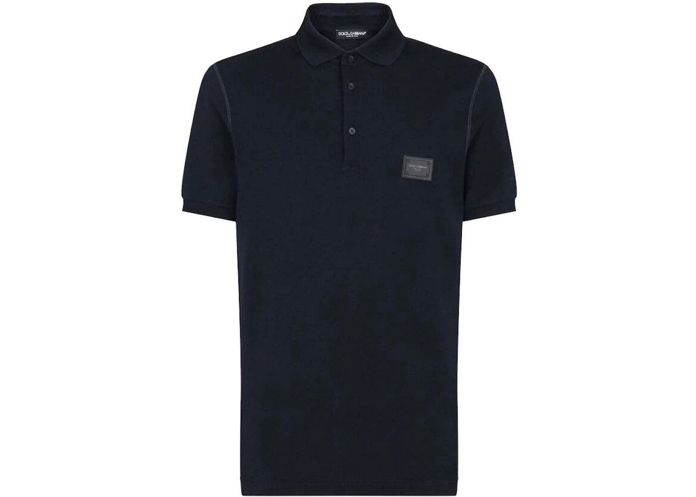 Dolce & Gabbana Cotton Pique Branded Plate Polo Shirt Blue