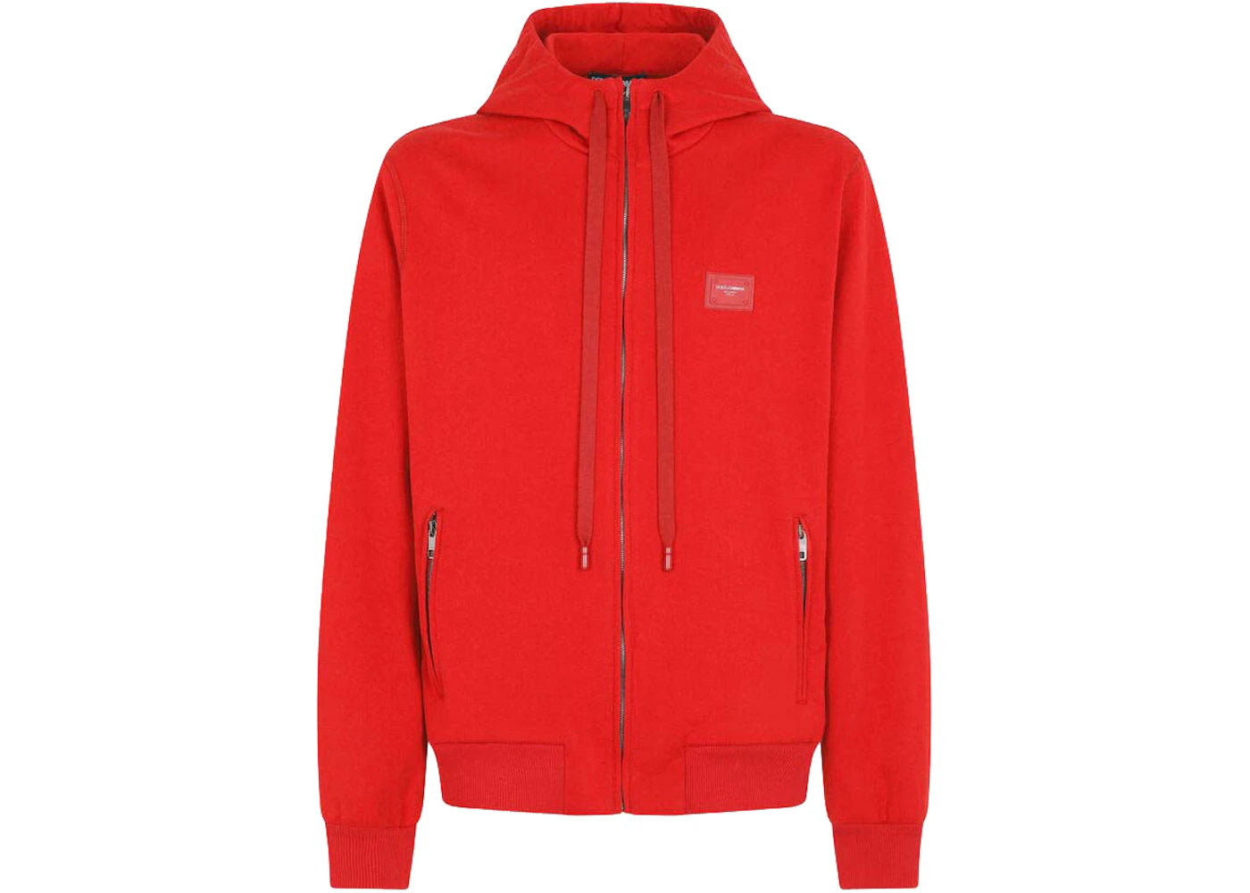 Dolce & Gabbana Jersey Zip Up Hoodie Red