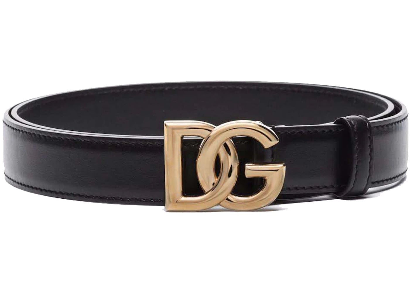 Dolce & Gabbana Logo Buckle Leather Belt Black