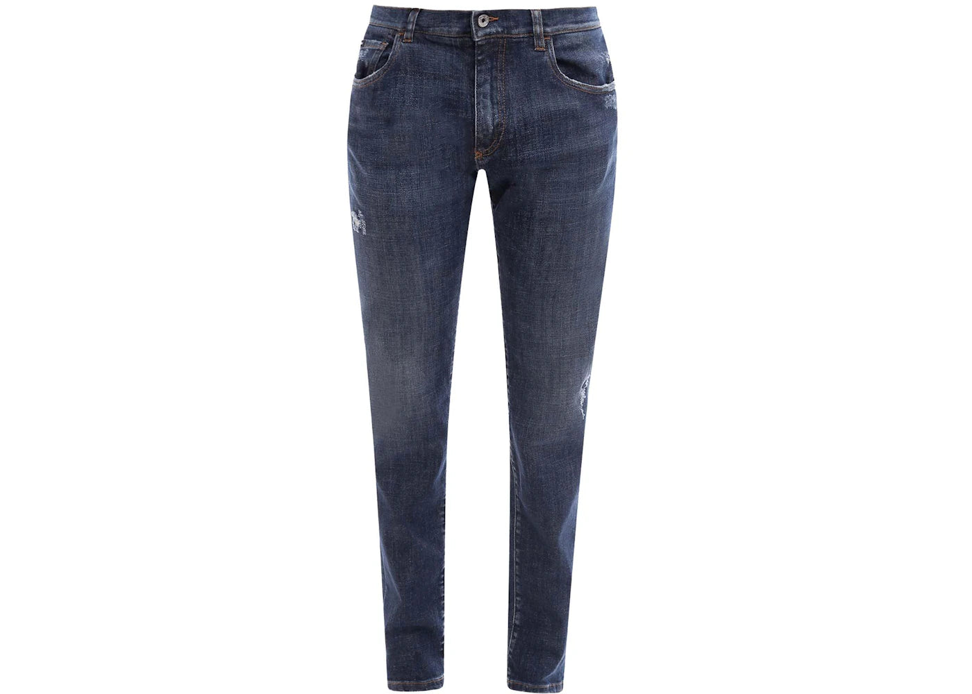 Dolce & Gabbana Man Stretch Cotton Back Logo Patch Jeans Blue