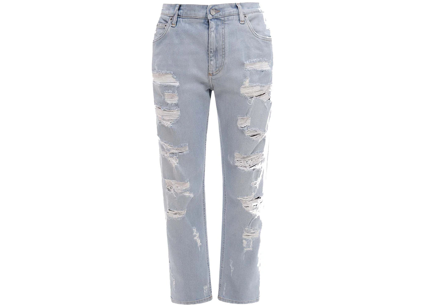 Dolce & Gabbana Man Stretch Cotton Ripped Effect Jeans Light Wash Blue