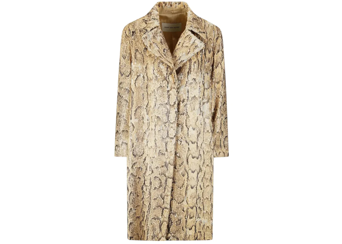 Dries Van Noten Sequin Snakeskin Coat Canopy Olive