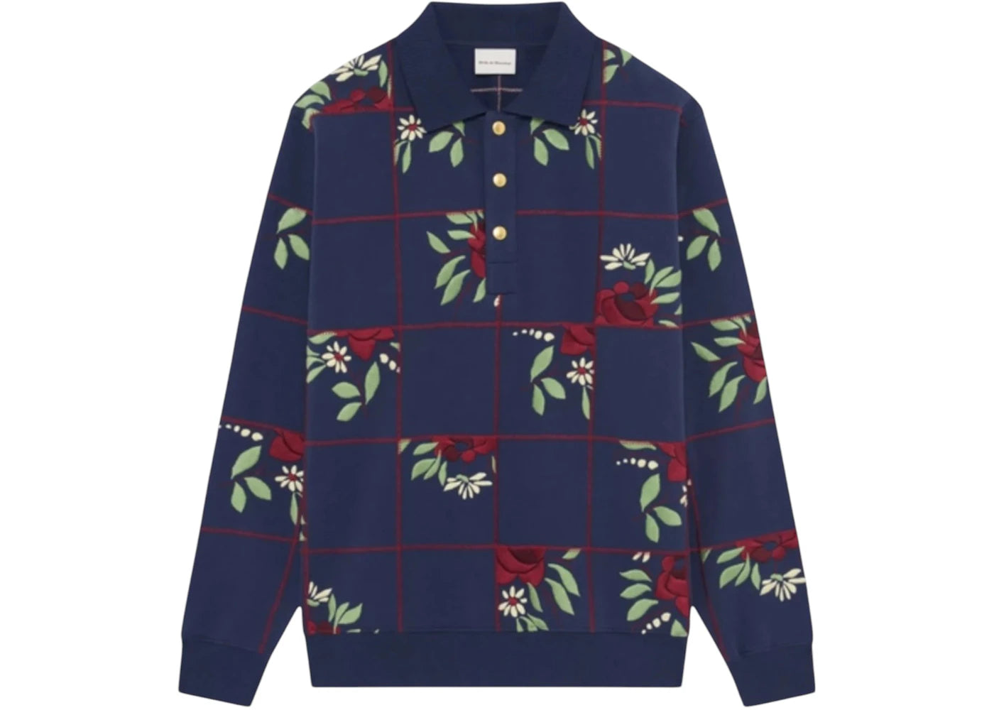 Drole de Monsieur Le Polo Fleurs LS T-shirt Navy