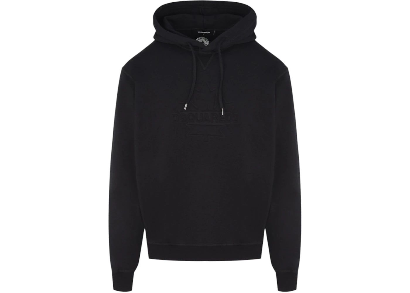Dsquared2 Cool Fit Embossed Maple Leaf Logo Hoodie Black