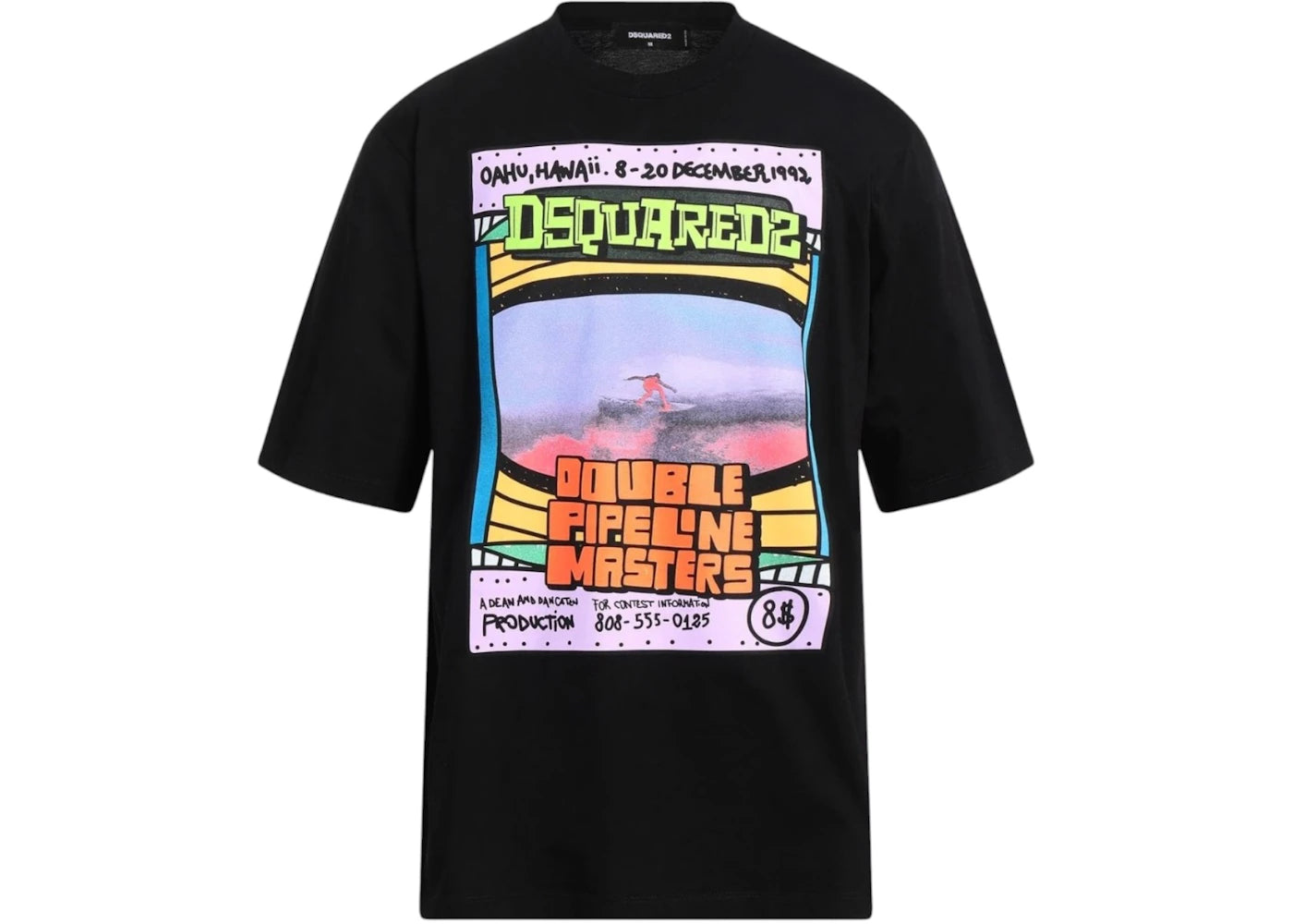 Dsquared2 Double Pipeline Masters Design Skater Fit T-Shirt Black