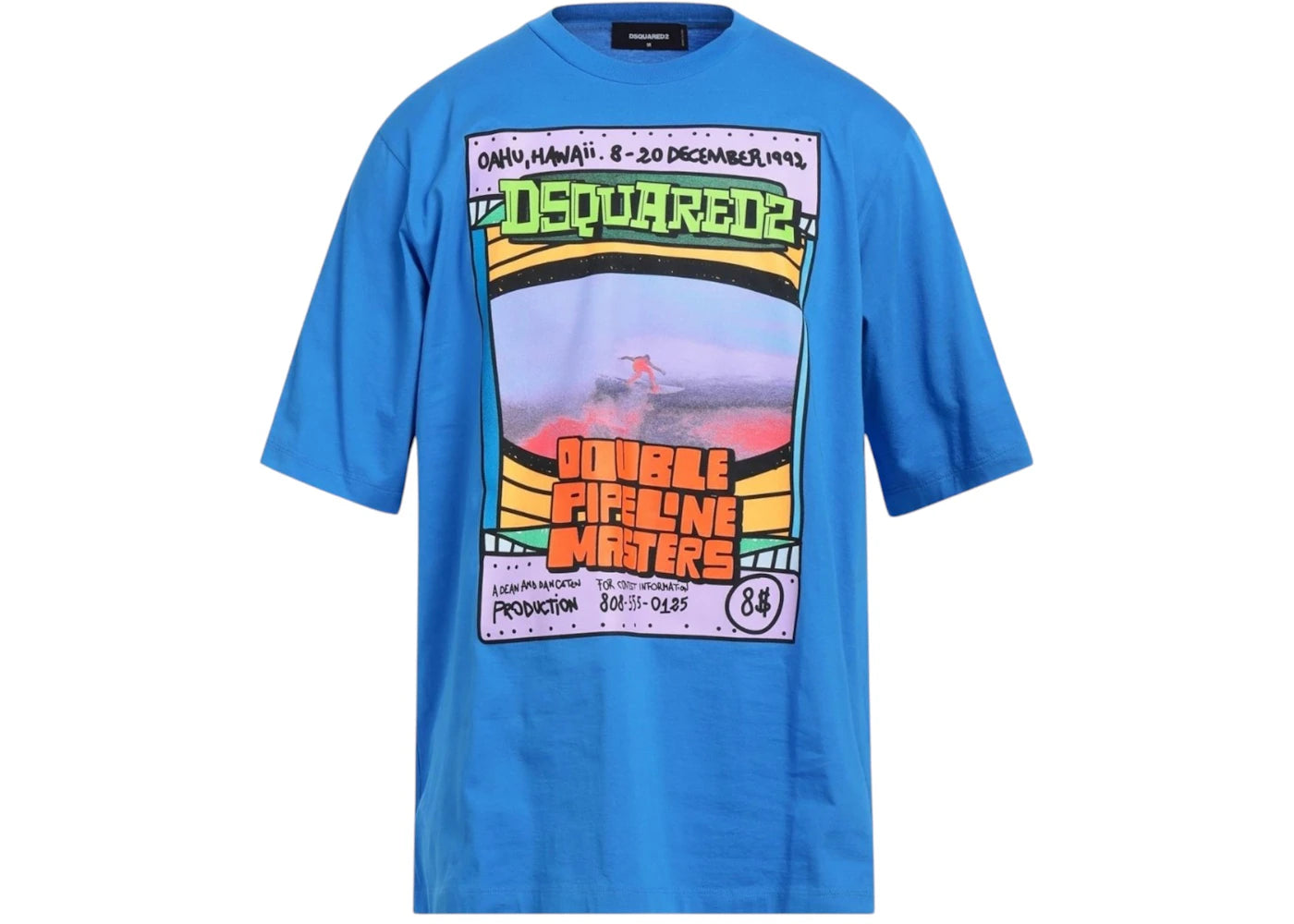 Dsquared2 Double Pipeline Masters Design Skater Fit T-Shirt Blue