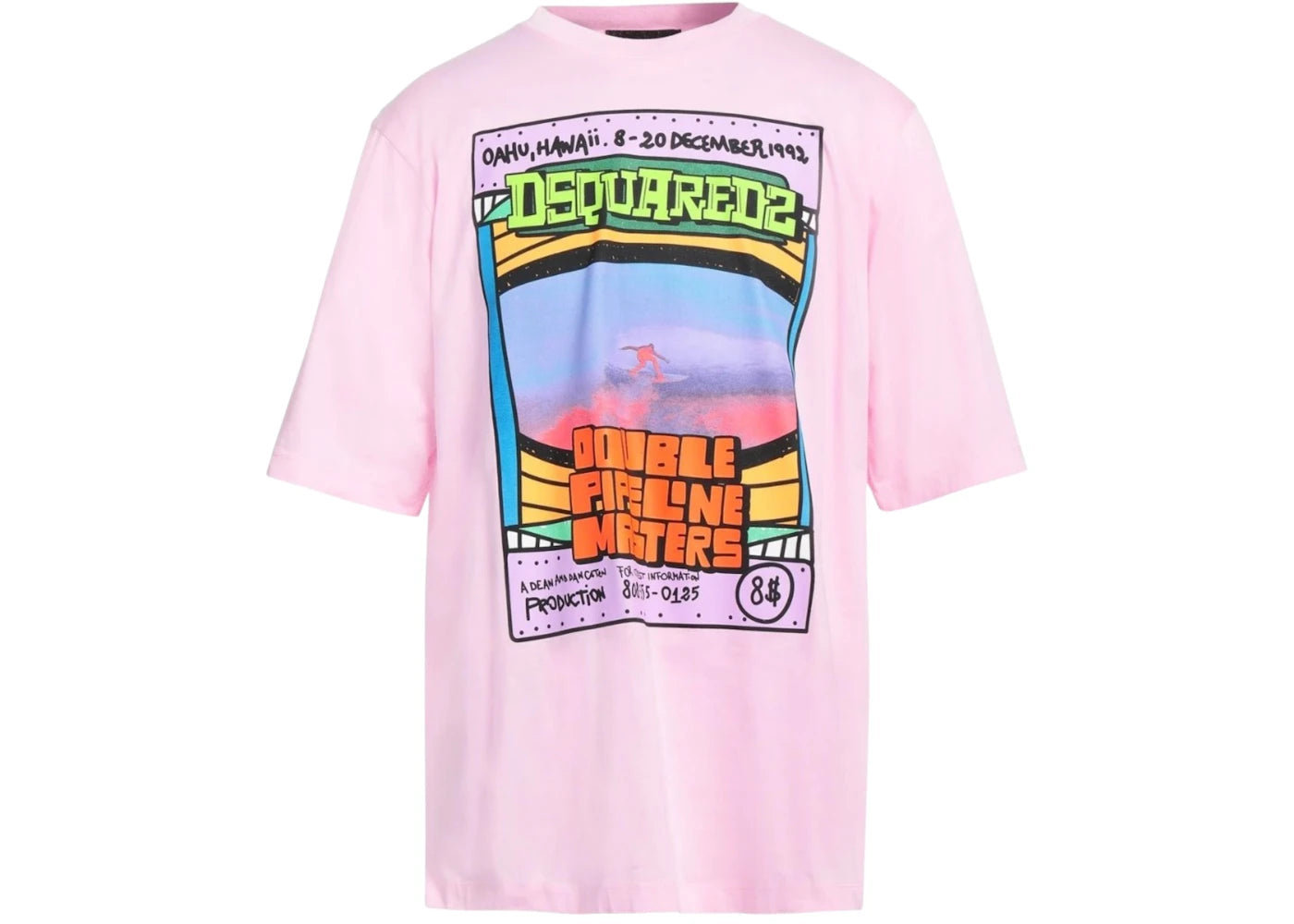 Dsquared2 Double Pipeline Masters Design Skater Fit T-Shirt Pink