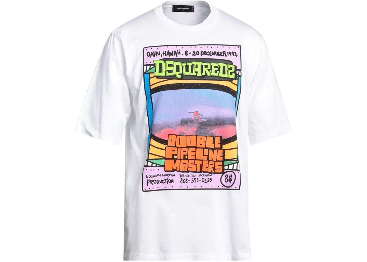 Dsquared2 Double Pipeline Masters Design Skater Fit T-Shirt White