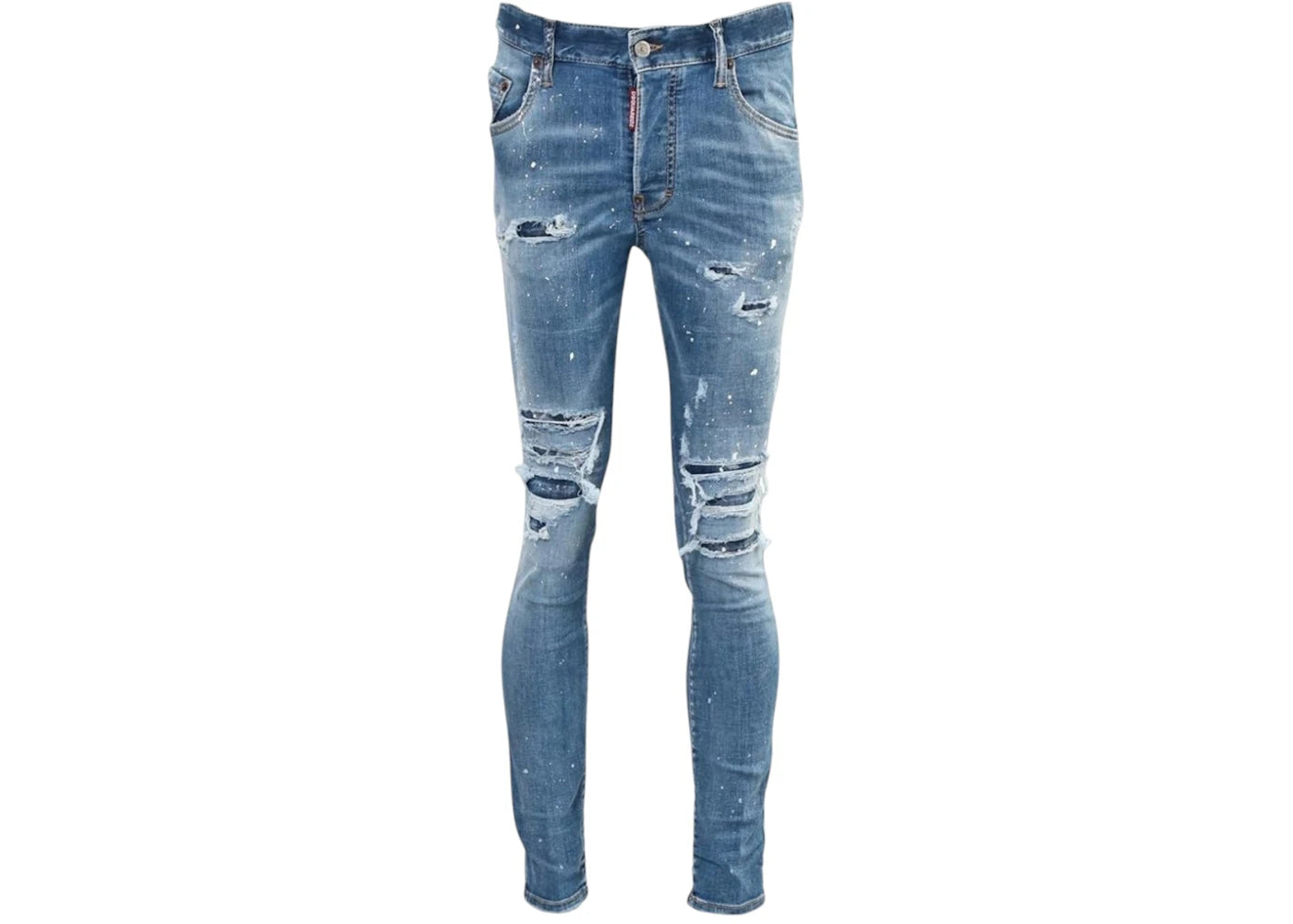 Dsquared2 Super Twinky Paint Splash Reinforced Ripped Jeans Blue