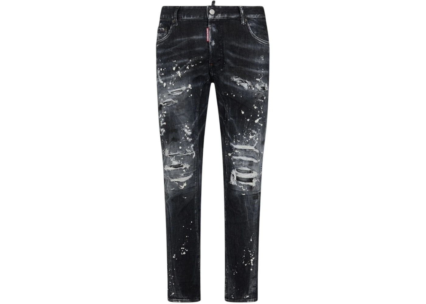 Dsquared2 Tidy Biker Jean Paint Splash Reinforced Ripped Jeans Black