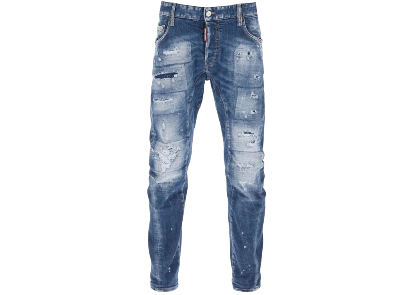 Dsquared2 Tidy Biker Jean Paint Splash Reinforced Ripped Jeans Blue